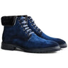 Suede Faux Shearling Combat Boot in Denim #color_ Denim
