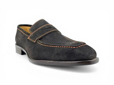 Carrucci Shoes Suede Penny Loafer Contrast Stitch