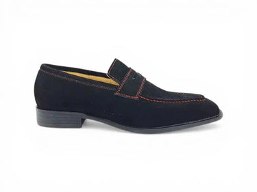 Carrucci Shoes Suede Penny Loafer Contrast Stitch