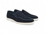 Carrucci Shoes Suede Penny Loafer with Sporty Sole in Black