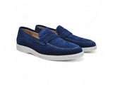 Carrucci Shoes Suede Penny Loafer with Sporty Sole in Blue