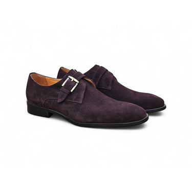 Carrucci Shoes Supple Suede Single Monk Strap Shoe in Brown