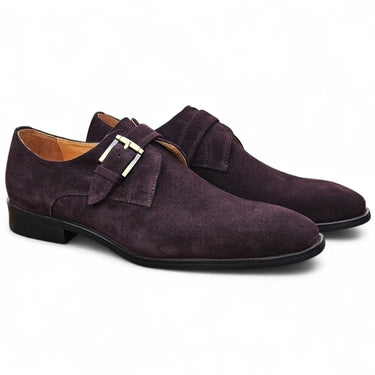 Carrucci Shoes Supple Suede Single Monk Strap Shoe in Brown