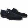 Carrucci Shoes Supple Suede Single Monk Strap Shoe in Black #color_ Black