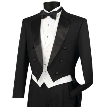 Vinci Black Regular Fit 3 Piece Tuxedo - T-2X