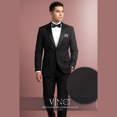 Vinci Black Slim Fit 2 Piece Tuxedo - T-SLPP