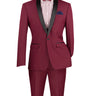 Vinci Burgundy Slim Fit 2 Piece Tuxedo - T-SS