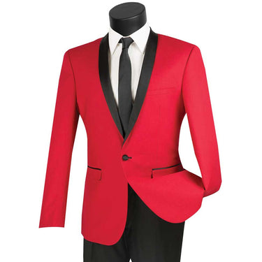 Vinci Red Slim Fit 2 Piece Tuxedo - T-SS