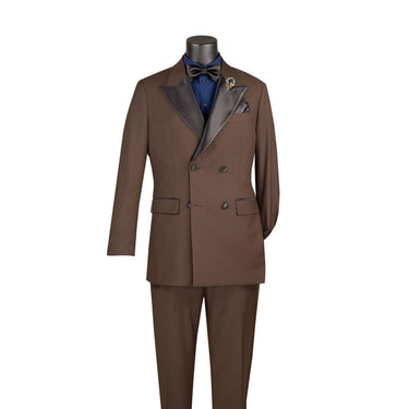 Vinci Brown Regular Fit Double Breasted Tuxedo - TDB-900