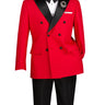 Vinci Red Regular Fit Double Breasted Tuxedo - TMDB-1