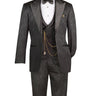 Vinci Black Modern Fit 3 Piece Tuxedo - TVMF-2
