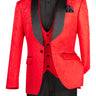 Vinci Red Slim Fit 3 Piece Tuxedo - TVSJ-1
