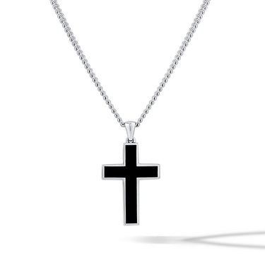 Stone Cross Pendant - Black Onyx