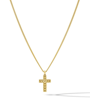 Stone Cross Pendant - 14K Gold Onyx