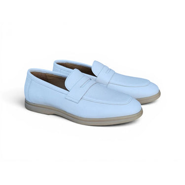 Carrucci Shoes Tumble Calfskin Penny Loafer in Bone