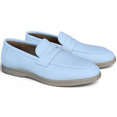 Carrucci Shoes Tumble Calfskin Penny Loafer in Bone