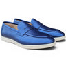 Carrucci Shoes Tumble Calfskin Penny Loafer in Navy #color_ Navy
