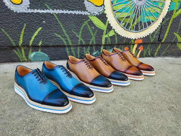 Carrucci Shoes Two Tone Cap Toe Calfskin Oxford