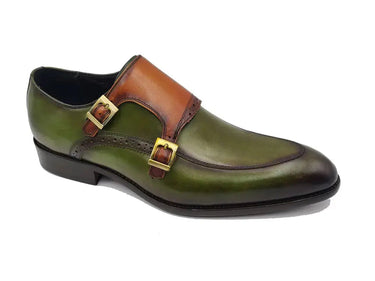 Carrucci Shoes Two Tone Monk Strap Buckle Loafer