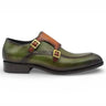 Carrucci Shoes Two Tone Monk Strap Buckle Loafer in Olive Cognac
