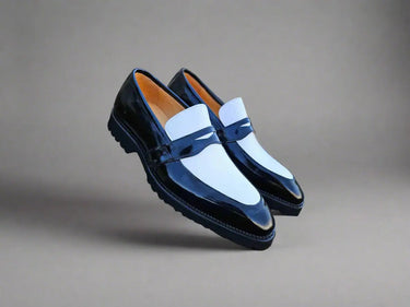 Carrucci Shoes Two Tone Patent Leather Penny Loafer