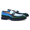 Carrucci Shoes Two Tone Patent Leather Penny Loafer in Olive White