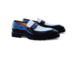 Carrucci Shoes Two Tone Patent Leather Penny Loafer in Black White