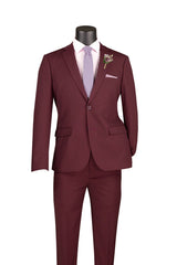 Vinci 2 Piece Ultra Slim Fit Suit in Burgundy - USDX-1