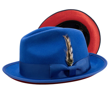 Montique Kingpin Red Bottom Wool Fedora in Royal Red