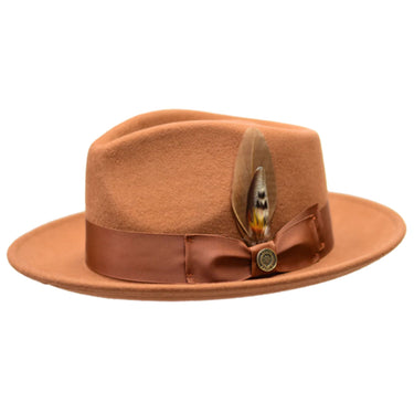 Bruno Capelo Bel-Air Crushable Wool Felt Fedora Hat in Cognac