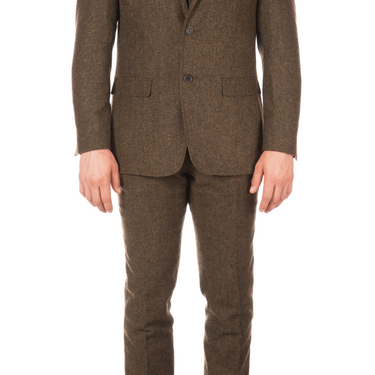 Bradford Cognac Slim Fit 3 Piece Tweed Suit Notch.