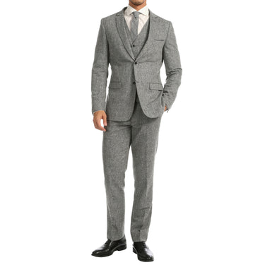 Ferrecci Bradford Grey Slim Fit 3 Piece Tweed Suit H-1