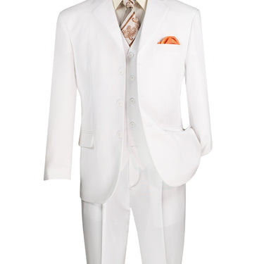 Vinci White Regular Fit 3 Piece Suit - V-3PP