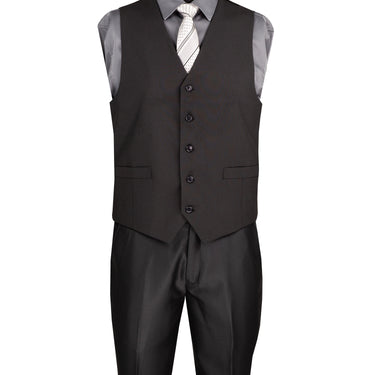 Vinci Black Regular Fit Vest - V-PP