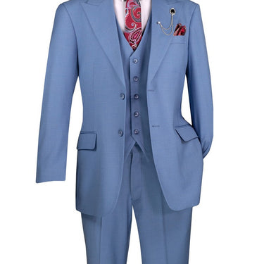 Vinci Dusty Blue Regular Fit 3 Piece Suit - V2RK-4