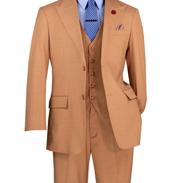 Vinci Light Amber Regular Fit 3 Piece Suit - V2RK-4