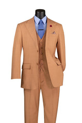 Vinci 3 Piece Regular Fit Suit in Light Amber - V2RK-4