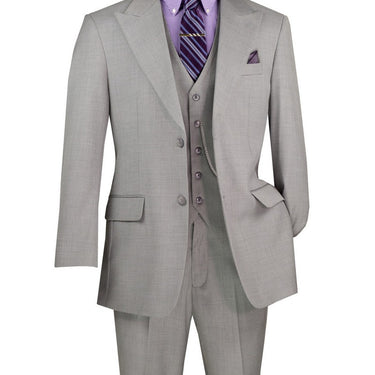Vinci Light Gray Regular Fit 3 Piece Suit - V2RK-4