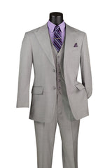 Vinci Light Gray Regular Fit 3 Piece Suit - V2RK-4