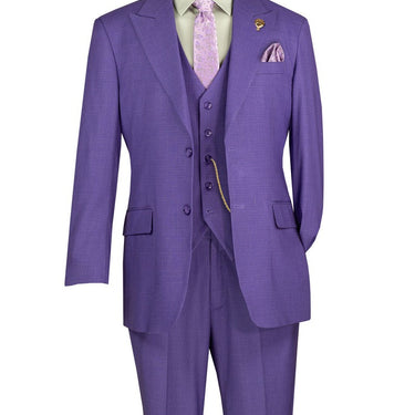 Vinci Purple Regular Fit 3 Piece Suit - V2RK-4