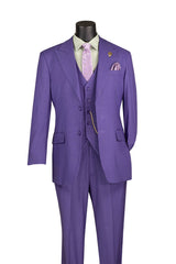 Vinci 3 Piece Regular Fit Suit in Purple - V2RK-4