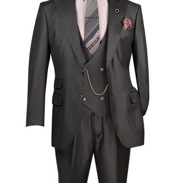 Vinci Black Regular Fit 3 Piece Suit - V2RK-5