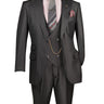 Vinci Black Regular Fit 3 Piece Suit - V2RK-5