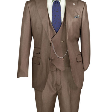 Vinci Deep Taupe Regular Fit 3 Piece Suit - V2RK-5