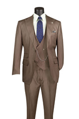 Vinci 3 Piece Regular Fit Suit in Deep Taupe - V2RK-5