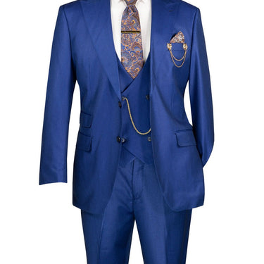 Vinci Estate Blue Regular Fit 3 Piece Suit - V2RK-5