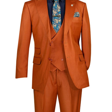 Vinci Rust Regular Fit 3 Piece Suit - V2RK-5