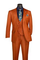Vinci Rust Regular Fit 3 Piece Suit - V2RK-5