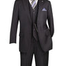 Vinci Black Regular Fit 3 Piece Suit - V2RS-7