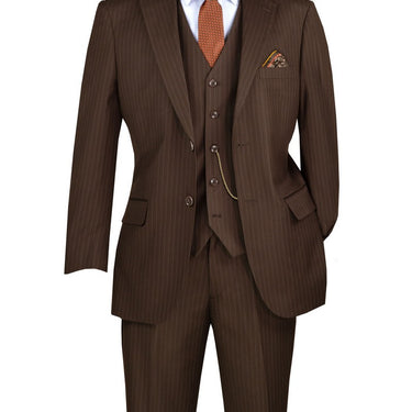 Vinci Brown Regular Fit 3 Piece Suit - V2RS-7